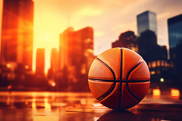 JPG 편집이미지 백그라운드 농구공 빌딩 사람없음 햇빛 노을 도시 편집실사 AI포토 AI콘텐츠 자연요소 공 농구 건물 태양 CG 파일형식