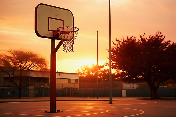 JPG 편집이미지 백그라운드 농구 사람없음 노을 농구대 농구장 편집실사 AI포토 AI콘텐츠 자연요소 스포츠시설 구기 골대 CG 파일형식