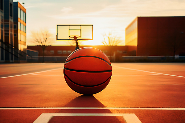 JPG 편집이미지 백그라운드 농구공 사람없음 노을 농구대 농구장 편집실사 AI포토 AI콘텐츠 자연요소 공 스포츠시설 농구 골대 CG 파일형식