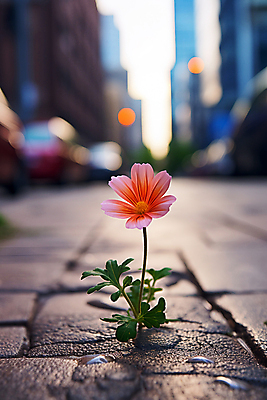 JPG 편집이미지 꽃 사람없음 아웃포커스 도심 아스팔트 디지털합성 보케 편집실사 AI포토 AI콘텐츠 식물 도로 촬영기법 도시 CG 파일형식