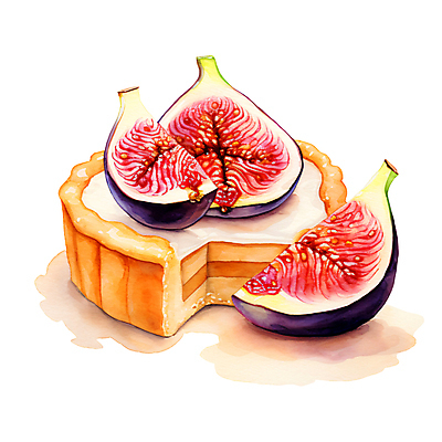 PSD 열매 일러스트 수채화 사람없음 달콤 무화과 제철 타르트 제철과일 국내일러스트 식물 빵 과일 맛 파이_빵 파일형식