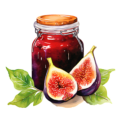 PSD 열매 일러스트 유리병 나뭇잎 수채화 사람없음 달콤 잼 무화과 과일잼 제철 제철과일 국내일러스트 식물 잎 과일 병_용기 소스_음식 맛 파일형식