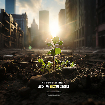 PSD 구름 편집이미지 잎 하늘 사람없음 빛 햇빛 새싹 평화 희망 기도 도시 폐허 전쟁터 이미지편집 자연요소 식물 감정 컨셉 태양 전쟁 파일형식