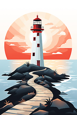 PSD 구름 바다 섬 백그라운드 일러스트 자연 하늘 등대 풍경 사람없음 태양 노을 오솔길 국내일러스트 자연요소 길 생태계 파일형식