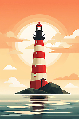 PSD 구름 물결 바다 섬 백그라운드 일러스트 자연 하늘 등대 풍경 사람없음 태양 노을 국내일러스트 자연요소 생태계 파일형식