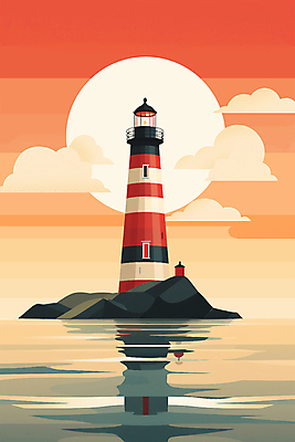 PSD 구름 물결 바다 섬 백그라운드 일러스트 자연 하늘 등대 풍경 사람없음 태양 노을 국내일러스트 자연요소 생태계 파일형식