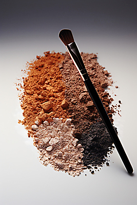 JPG 편집이미지 사람없음 화장 뷰티 갈색 화장품 미용용품 가루 아이섀도 메이크업브러쉬 편집실사 AI포토 AI콘텐츠 컬러 붓 CG 오브젝트 파일형식