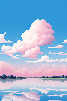 JPG 구름 편집이미지 호수 분홍색 하늘색 백그라운드 자연 하늘 풍경 사람없음 반사 이미지편집 편집실사 자연요소 컬러 파란색 CG 생태계 파일형식