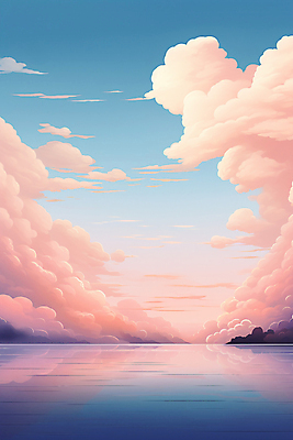 JPG 구름 편집이미지 호수 분홍색 하늘색 백그라운드 자연 하늘 풍경 사람없음 반사 이미지편집 편집실사 자연요소 컬러 파란색 CG 생태계 파일형식