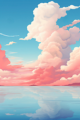 JPG 구름 편집이미지 호수 분홍색 하늘색 백그라운드 자연 하늘 산 풍경 사람없음 반사 이미지편집 편집실사 자연요소 컬러 파란색 CG 생태계 파일형식
