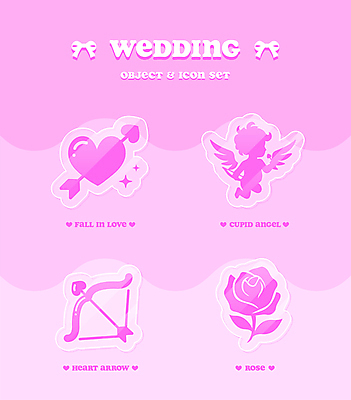 아이콘 리본 분홍색 결혼 스티커 날개 천사 화살 사랑 사람없음 반짝임 장미 라벨 하트 축하 오브젝트 활 큐피드 사랑의화살 2D아이콘 AI파일 모양 꽃 감정 컬러 컨셉 모션 프레임 이벤트 파일형식 벡터