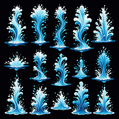 물결 일러스트 사람없음 파란색 세트 물방울 물보라 효과 국내일러스트 AI파일 컬러 물 파일형식 벡터