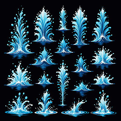 물결 일러스트 사람없음 파란색 세트 물방울 물보라 효과 국내일러스트 AI파일 컬러 물 파일형식 벡터