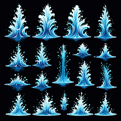 물결 일러스트 사람없음 파란색 세트 물방울 물보라 효과 국내일러스트 AI파일 컬러 물 파일형식 벡터