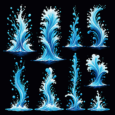 물결 일러스트 사람없음 파란색 세트 물방울 물보라 효과 국내일러스트 AI파일 컬러 물 파일형식 벡터