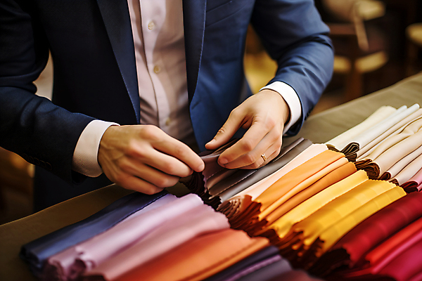 JPG 편집이미지 손 한명 사람 정장 상반신 성인 잡기 천 재단 재단사 성인한명만 편집실사 AI인물포토 AI콘텐츠 직업 1 옷 모션 신체부위 직물 CG 성인만 파일형식 AI포토