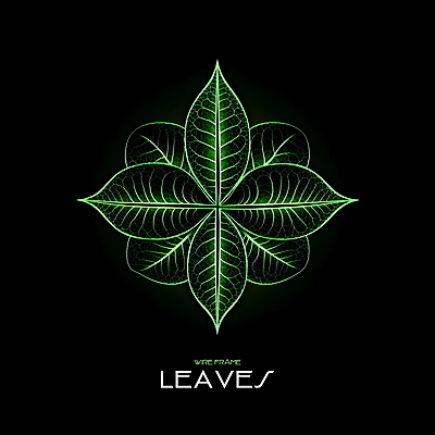 PSD 편집이미지 나뭇잎 사람없음 초록색 디지털합성 네온 와이어프레임 편집소스 이미지편집 컬러 잎 파일형식