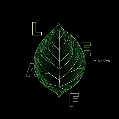 PSD 편집이미지 나뭇잎 타이포그라피 사람없음 초록색 디지털합성 네온 와이어프레임 편집소스 이미지편집 문자 컬러 잎 파일형식