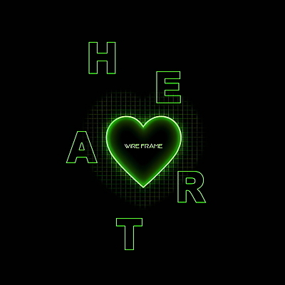 PSD 편집이미지 사람없음 초록색 하트 디지털합성 네온 와이어프레임 편집소스 이미지편집 모양 컬러 파일형식