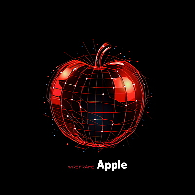 PSD 편집이미지 사람없음 빨간색 사과 디지털합성 와이어프레임 편집소스 이미지편집 컬러 과일 파일형식