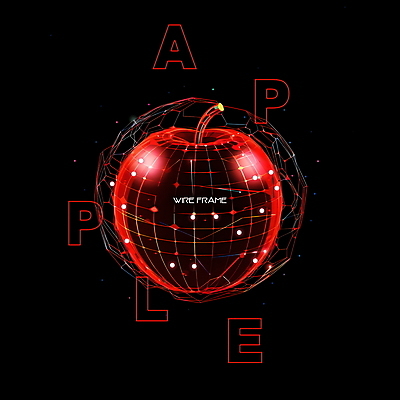 PSD 편집이미지 타이포그라피 사람없음 빨간색 사과 디지털합성 와이어프레임 편집소스 이미지편집 문자 컬러 과일 파일형식