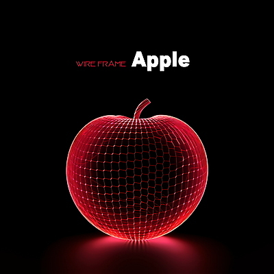 PSD 편집이미지 사람없음 빨간색 사과 디지털합성 와이어프레임 편집소스 이미지편집 컬러 과일 파일형식