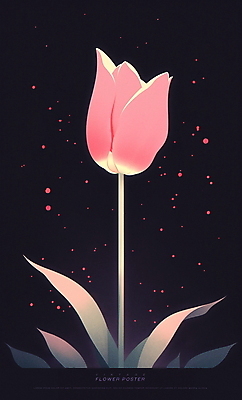 PSD 포스터 분홍색 일러스트 사람없음 튤립 빈티지 오브젝트 국내일러스트 꽃 컬러 컨셉 파일형식