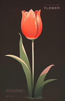 PSD 포스터 일러스트 사람없음 튤립 빈티지 오브젝트 국내일러스트 꽃 컨셉 파일형식