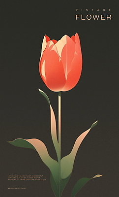 PSD 포스터 일러스트 사람없음 튤립 빈티지 오브젝트 국내일러스트 꽃 컨셉 파일형식