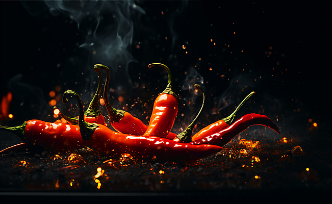 JPG 편집이미지 고추 사람없음 빨간색 뜨거움 연기 매움 편집실사 AI포토 AI콘텐츠 컬러 채소 맛 CG 파일형식