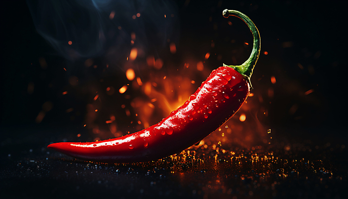 JPG 편집이미지 고추 불 사람없음 빨간색 뜨거움 매움 편집실사 AI포토 AI콘텐츠 자연요소 컬러 채소 맛 CG 파일형식