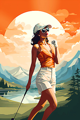 JPG 구름 여자 일러스트 골프장 하늘 산 한명 풍경 상반신 성인 강 선글라스 태양 골프채 잡기 골퍼 디지털합성 캡모자 성인여자한명만 국내일러스트 AI일러스트 AI콘텐츠 자연요소 모자_잡화 1 안경 골프 스포츠시설 모션 운동선수 골프용품 사람 여자한명만 성인여자만 파일형식