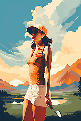 JPG 구름 여자 일러스트 골프장 하늘 한명 풍경 상반신 성인 골프채 잡기 골퍼 디지털합성 캡모자 성인여자한명만 국내일러스트 AI일러스트 AI콘텐츠 자연요소 모자_잡화 1 골프 스포츠시설 모션 운동선수 골프용품 사람 여자한명만 성인여자만 파일형식