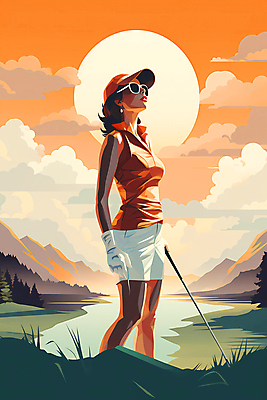 JPG 구름 여자 일러스트 골프장 하늘 산 한명 풍경 성인 강 선글라스 태양 골프채 잡기 골퍼 디지털합성 캡모자 성인여자한명만 국내일러스트 AI일러스트 AI콘텐츠 자연요소 모자_잡화 1 안경 골프 스포츠시설 모션 운동선수 골프용품 사람 여자한명만 성인여자만 파일형식