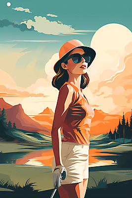 JPG 구름 모자 여자 일러스트 골프장 하늘 산 한명 풍경 성인 강 선글라스 골프채 잡기 골퍼 디지털합성 성인여자한명만 국내일러스트 AI일러스트 AI콘텐츠 자연요소 1 잡화 안경 골프 스포츠시설 모션 운동선수 골프용품 사람 여자한명만 성인여자만 파일형식