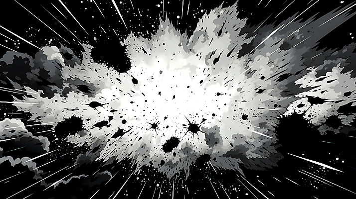 JPG 백그라운드 일러스트 잉크 흑백 사람없음 폭발 디지털합성 코믹 번짐 카툰스타일 효과 국내일러스트 AI일러스트 AI콘텐츠 촬영기법 파일형식