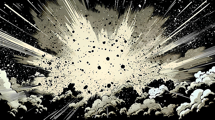 JPG 백그라운드 일러스트 잉크 흑백 사람없음 폭발 디지털합성 코믹 번짐 카툰스타일 효과 국내일러스트 AI일러스트 AI콘텐츠 촬영기법 파일형식