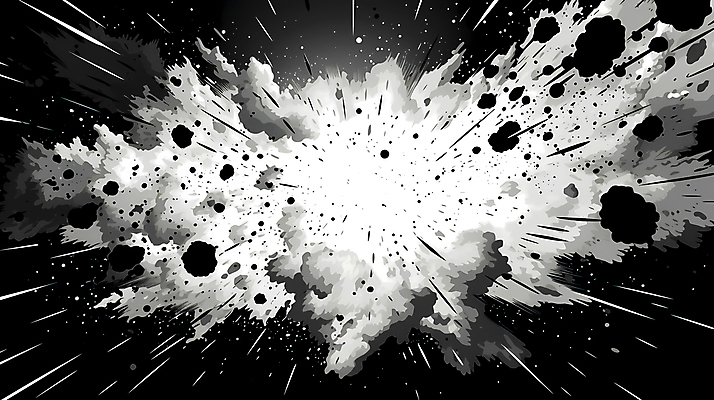 JPG 백그라운드 일러스트 잉크 흑백 사람없음 폭발 디지털합성 코믹 번짐 카툰스타일 효과 국내일러스트 AI일러스트 AI콘텐츠 촬영기법 파일형식