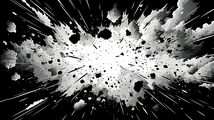 JPG 백그라운드 일러스트 잉크 흑백 사람없음 폭발 디지털합성 코믹 번짐 카툰스타일 효과 국내일러스트 AI일러스트 AI콘텐츠 촬영기법 파일형식