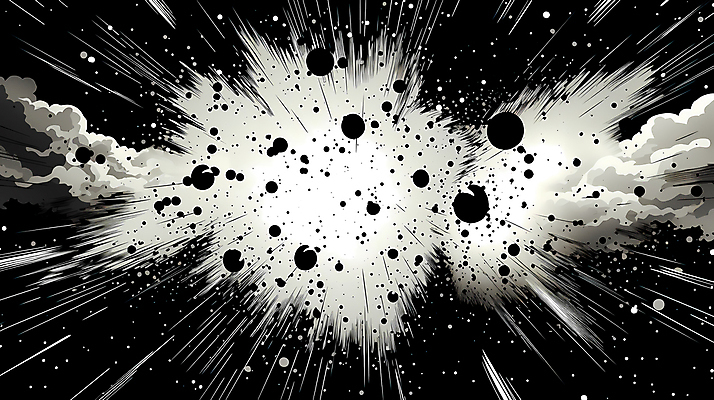 JPG 백그라운드 일러스트 잉크 흑백 사람없음 폭발 디지털합성 코믹 번짐 카툰스타일 효과 국내일러스트 AI일러스트 AI콘텐츠 촬영기법 파일형식