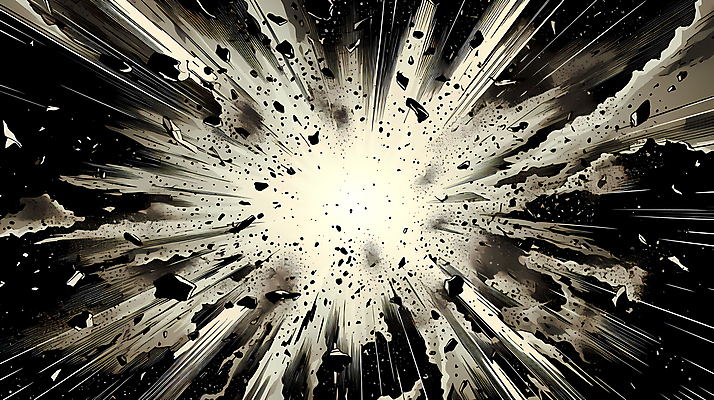 JPG 백그라운드 일러스트 잉크 흑백 사람없음 폭발 디지털합성 코믹 번짐 카툰스타일 효과 국내일러스트 AI일러스트 AI콘텐츠 촬영기법 파일형식