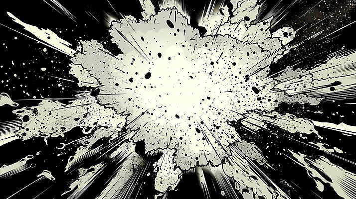 JPG 백그라운드 일러스트 잉크 흑백 사람없음 폭발 디지털합성 코믹 번짐 카툰스타일 효과 국내일러스트 AI일러스트 AI콘텐츠 촬영기법 파일형식