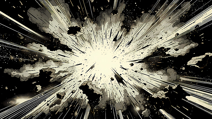 JPG 백그라운드 일러스트 잉크 흑백 사람없음 폭발 디지털합성 코믹 번짐 카툰스타일 효과 국내일러스트 AI일러스트 AI콘텐츠 촬영기법 파일형식