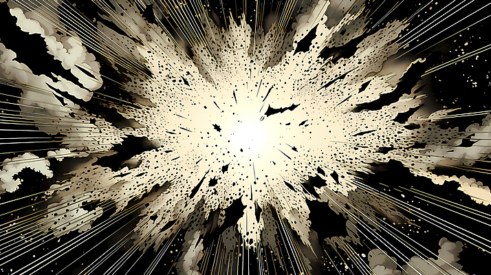 JPG 백그라운드 일러스트 잉크 흑백 사람없음 폭발 디지털합성 코믹 번짐 카툰스타일 효과 국내일러스트 AI일러스트 AI콘텐츠 촬영기법 파일형식