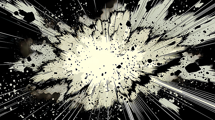 JPG 백그라운드 일러스트 잉크 흑백 사람없음 폭발 디지털합성 코믹 번짐 카툰스타일 효과 국내일러스트 AI일러스트 AI콘텐츠 촬영기법 파일형식