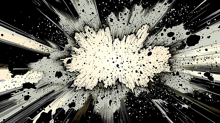 JPG 백그라운드 일러스트 잉크 흑백 사람없음 폭발 디지털합성 코믹 번짐 카툰스타일 효과 국내일러스트 AI일러스트 AI콘텐츠 촬영기법 파일형식