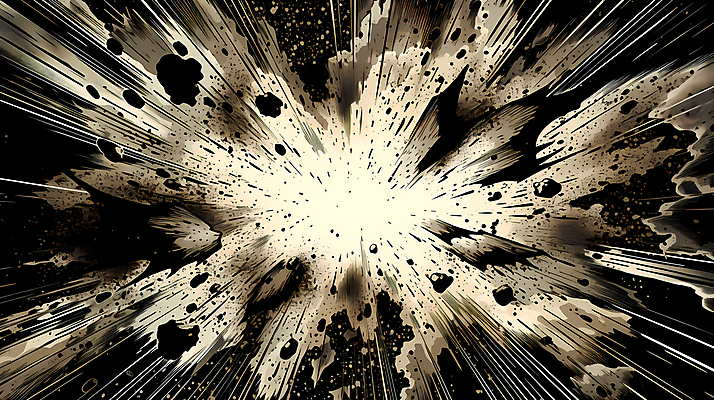 JPG 백그라운드 일러스트 잉크 흑백 사람없음 폭발 디지털합성 코믹 번짐 카툰스타일 효과 국내일러스트 AI일러스트 AI콘텐츠 촬영기법 파일형식