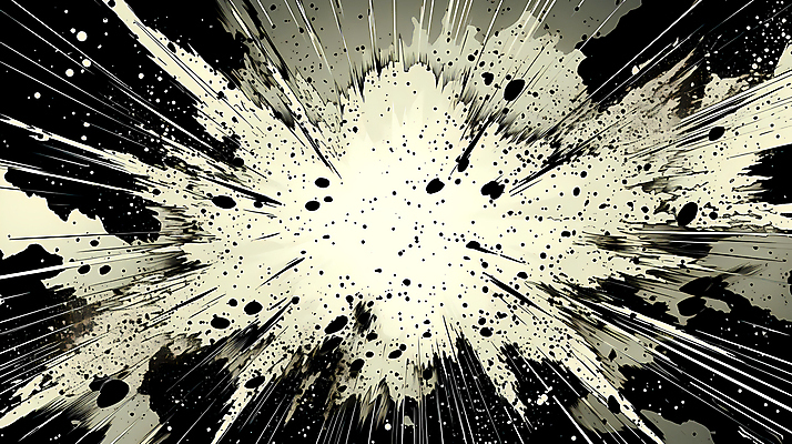 JPG 백그라운드 일러스트 잉크 흑백 사람없음 폭발 디지털합성 코믹 번짐 카툰스타일 효과 국내일러스트 AI일러스트 AI콘텐츠 촬영기법 파일형식