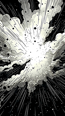 JPG 백그라운드 일러스트 잉크 흑백 사람없음 폭발 디지털합성 코믹 번짐 카툰스타일 효과 국내일러스트 AI일러스트 AI콘텐츠 촬영기법 파일형식