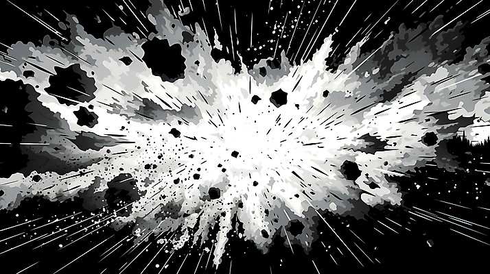 JPG 백그라운드 일러스트 잉크 흑백 사람없음 폭발 디지털합성 코믹 번짐 카툰스타일 효과 국내일러스트 AI일러스트 AI콘텐츠 촬영기법 파일형식